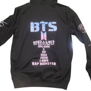BTS K-Pop Hoodie Black Logo Jungkook V Jimin Suga Rap Monster Sweater Women XS
